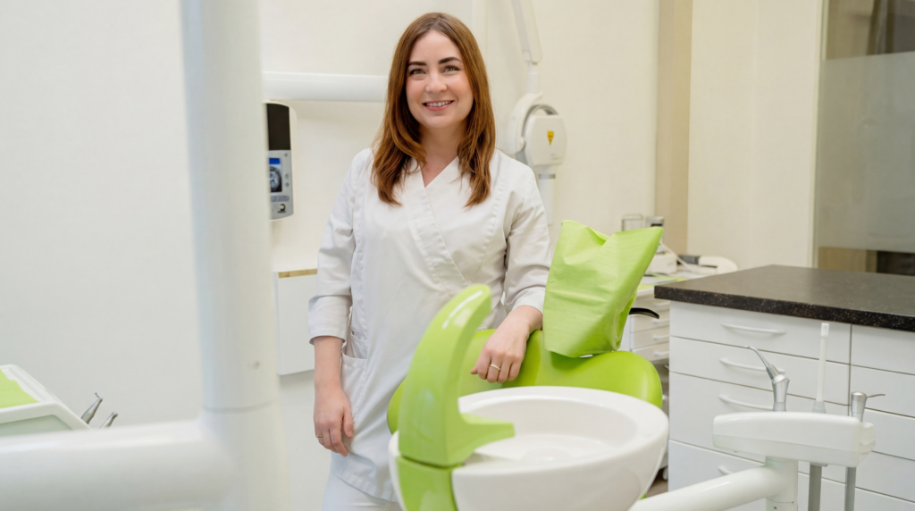 Mondhygiëniste Blizz Scheffers in de behandelkamer